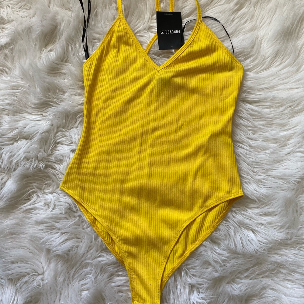 Forever21 Canary Yellow bodysuit top - New